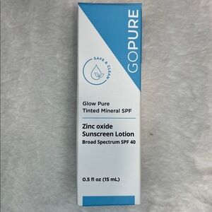 Go Pure Glow Pure Tinted Mineral SPF 40 Sunscreen Lotion sz .5 New! Derm Reco!